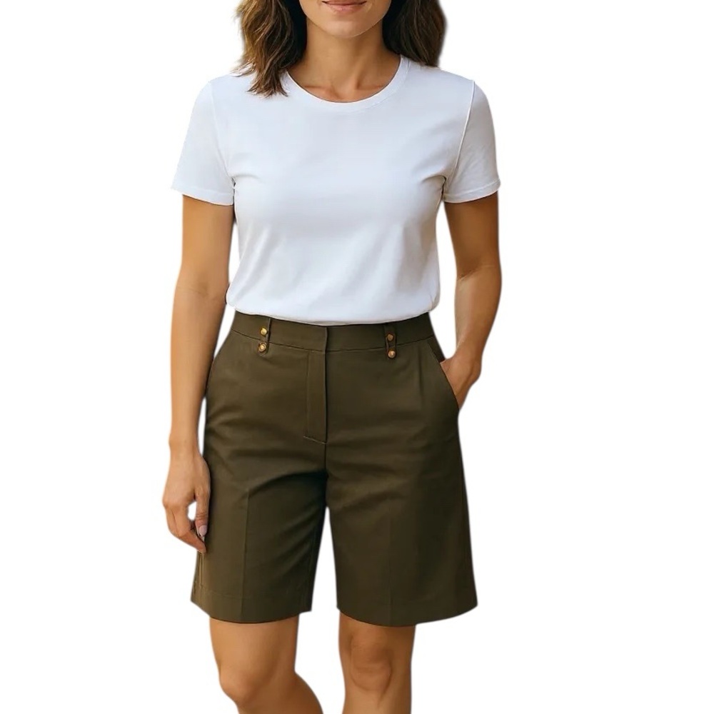 Milly of New York Dark Olive Women's Bermuda Shorts 6